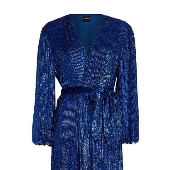 NEW❗️Retrofete Audrey Shimmery Robe Wrap Dress in Royal Blue 💙 - Picture 6 of 12